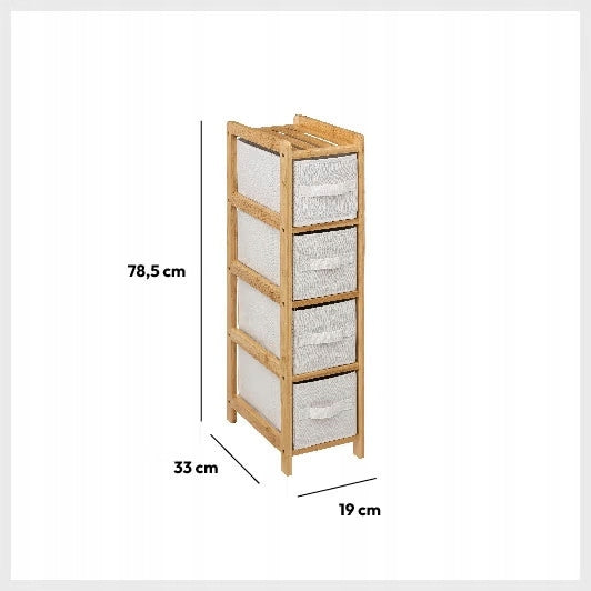 Bookcase bamboo 4 x textile drawer h-78,5 Brand 5five Simply Smart
