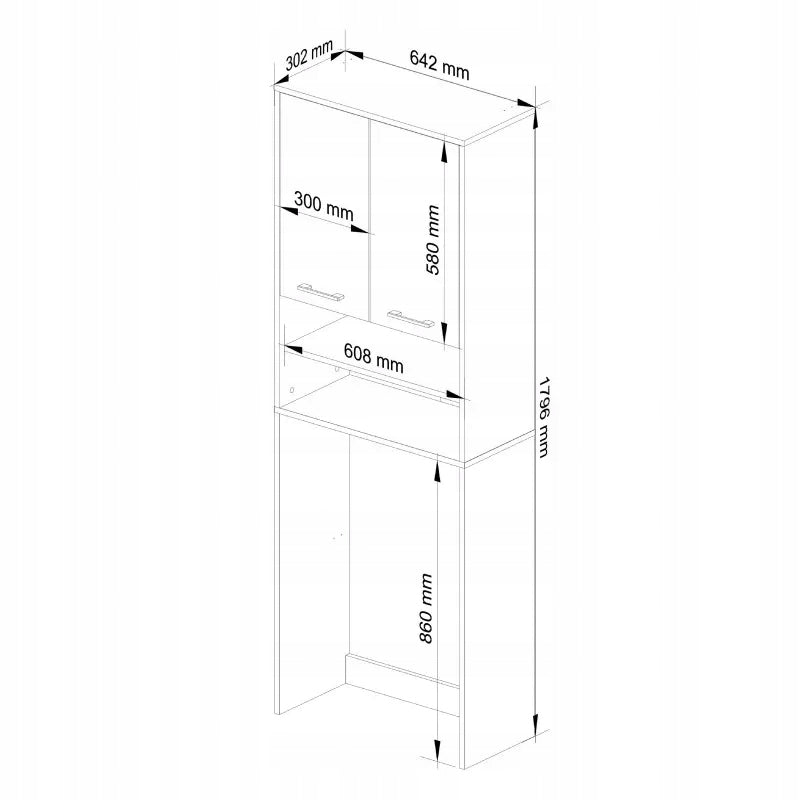Bookcase for bathroom 180 cm wenge over washing machine 4 shelves Packaging status original