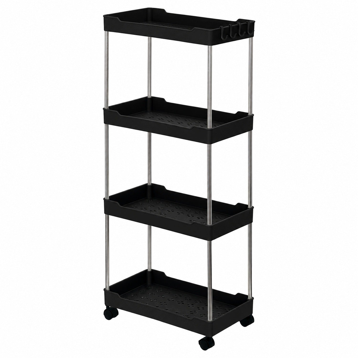 Bookcase on wheels MAVÖ bathroom kitchen trolley organizer 4 shelves black