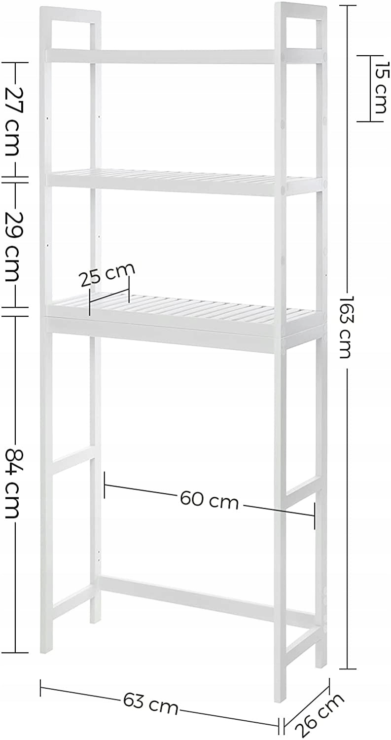 Bookcase over toilet washing machine Bathroom cabinet MODERN WHITE Furniture depth 26 cm