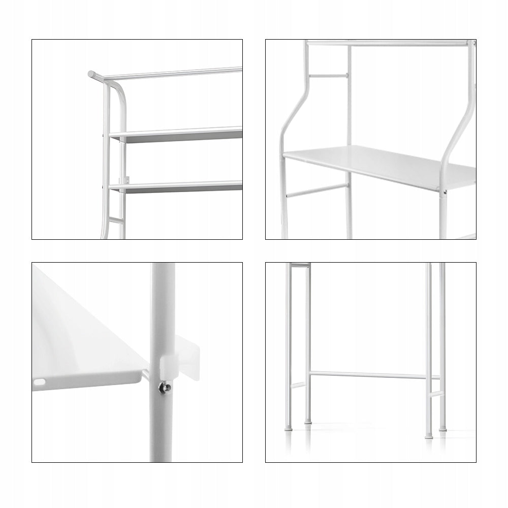 Bookcase over washing machine 3-level metal white bathroom shelf 165cm Furniture depth 25 cm