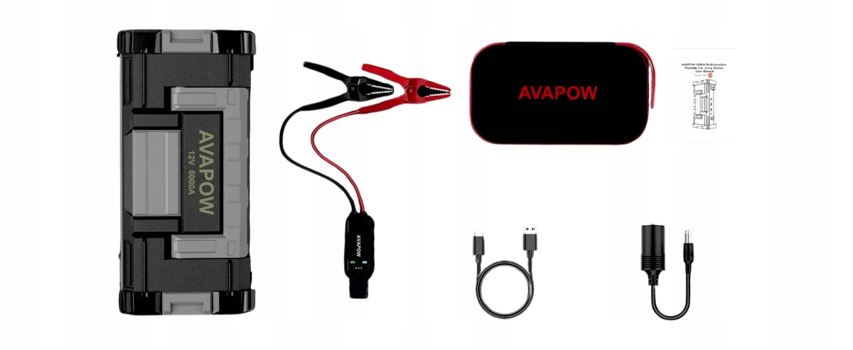 Booster Jump Starter AVAPOW T8 Max 6000A Powerbank 24000mAh LED Professional Brand AVAPOW