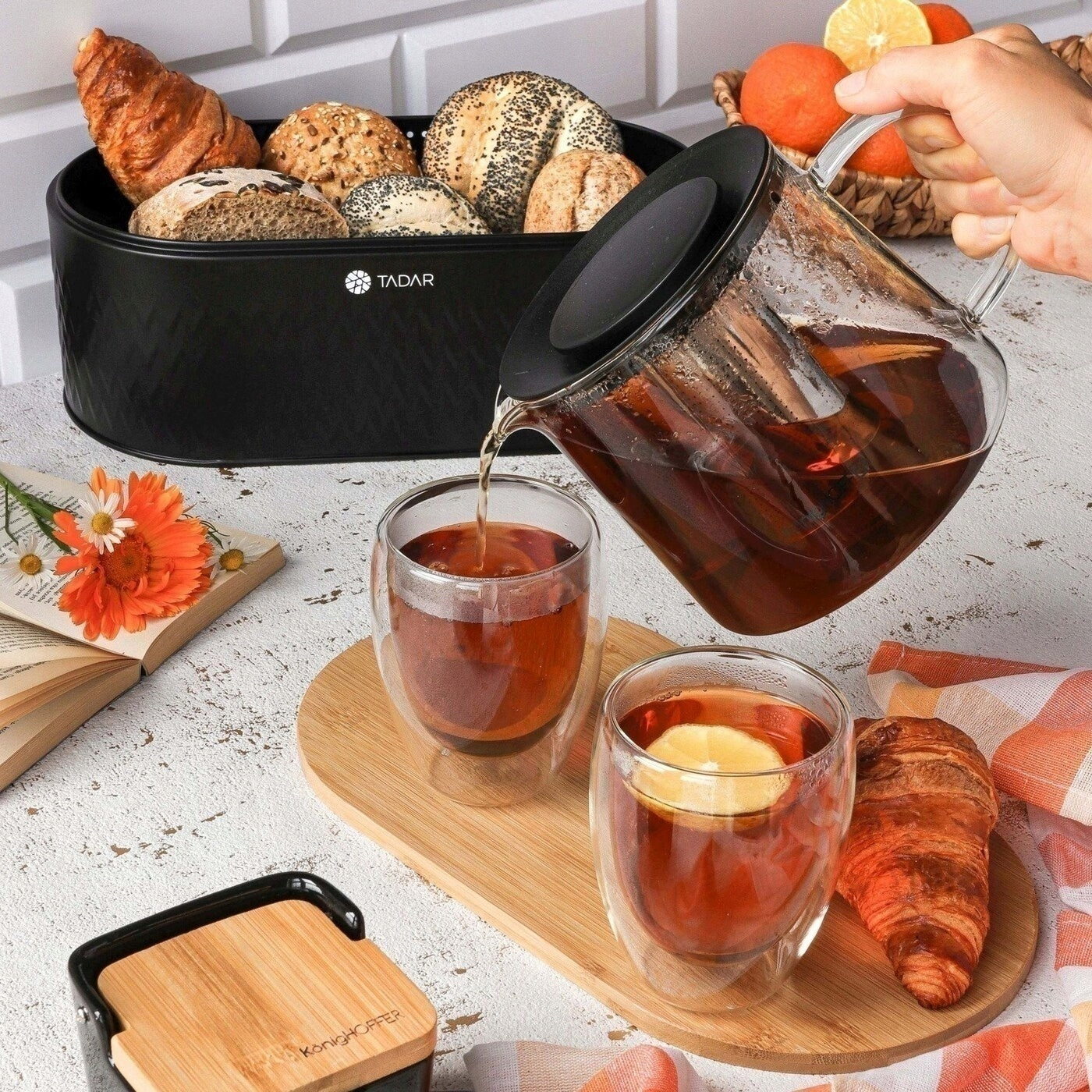 Borosilicate Herbs Teapot Konighoffer Andrea 1,5 l Brand Konighoffer