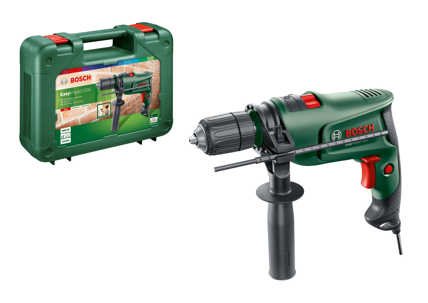 Bosch DIY EasyImpact 600 Impact Drill 600W Case 0603133020