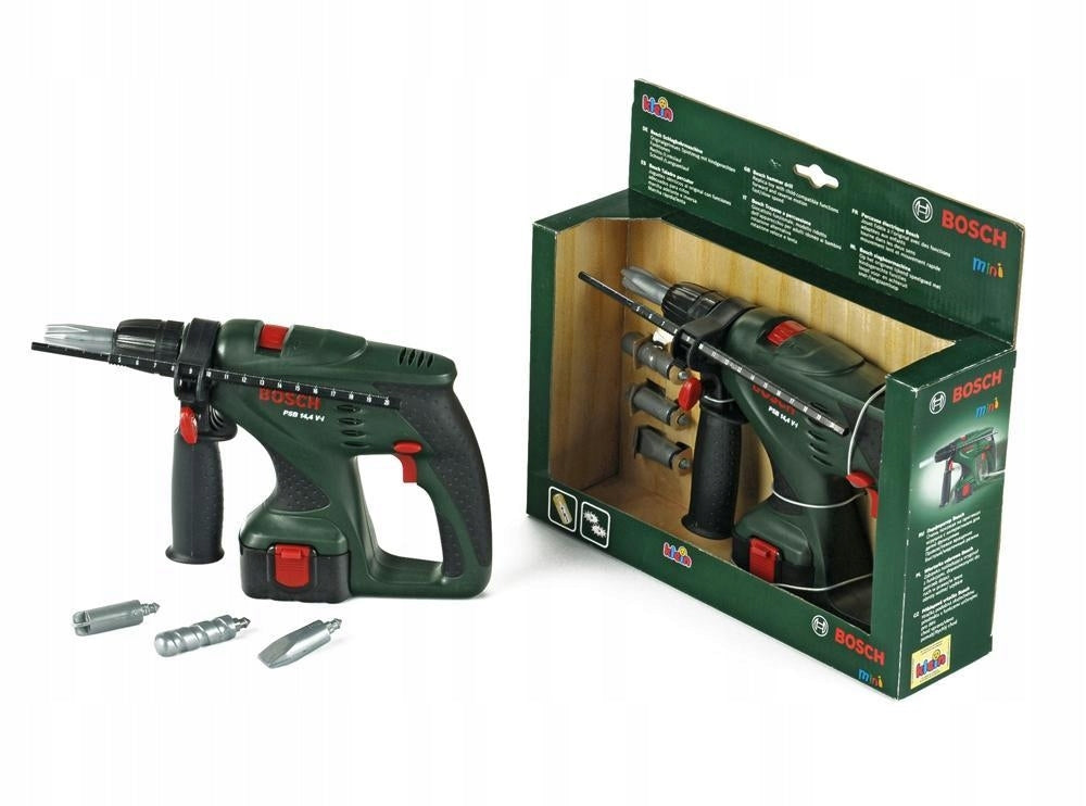 Bosch Theo Klein Impact Drill with 4 Drill Bits and Moving Effects