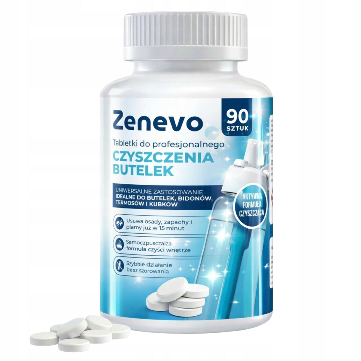 Bottle Cleaning Tablets Zenevo Saturator Thermos Bottles 2x90pcs
