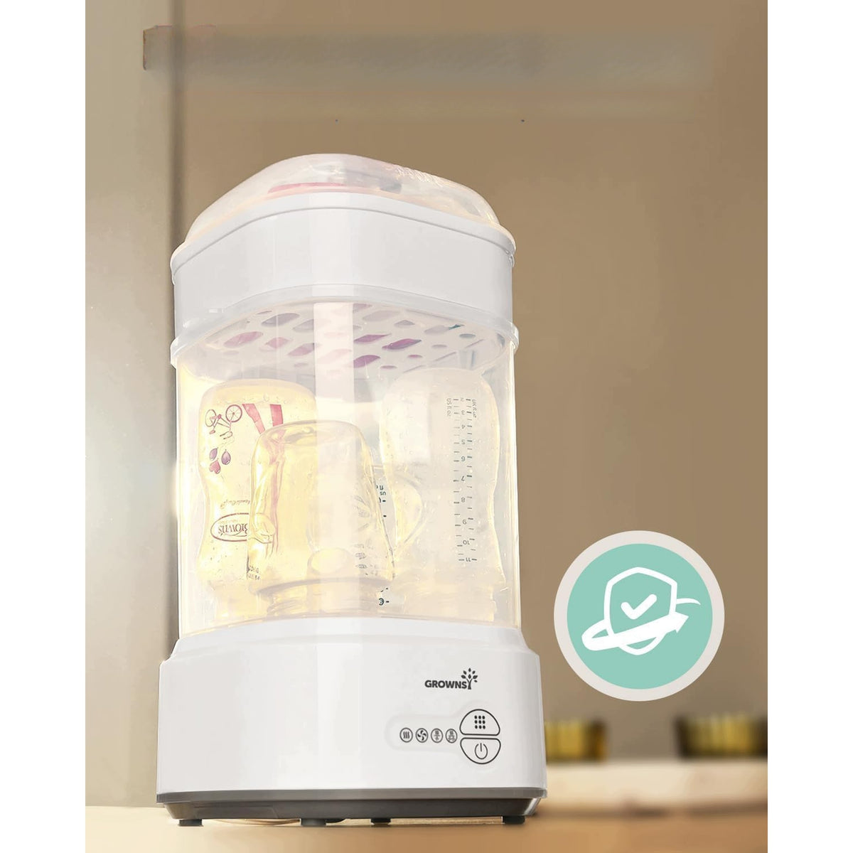 Bottle Sterilizer and Steam Dryer 5 in 1 GROWNSY 8 min Compact Medical device type accessories for a medical device or a product without an intended medical purpose