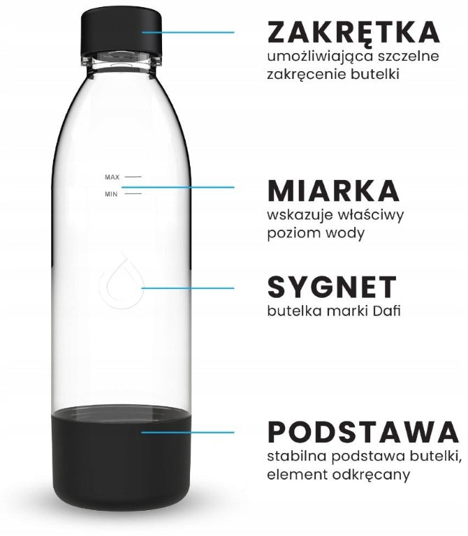 Bottle for saturator Dafi PushAir 0,7 L set of 2 black Brand Dafi