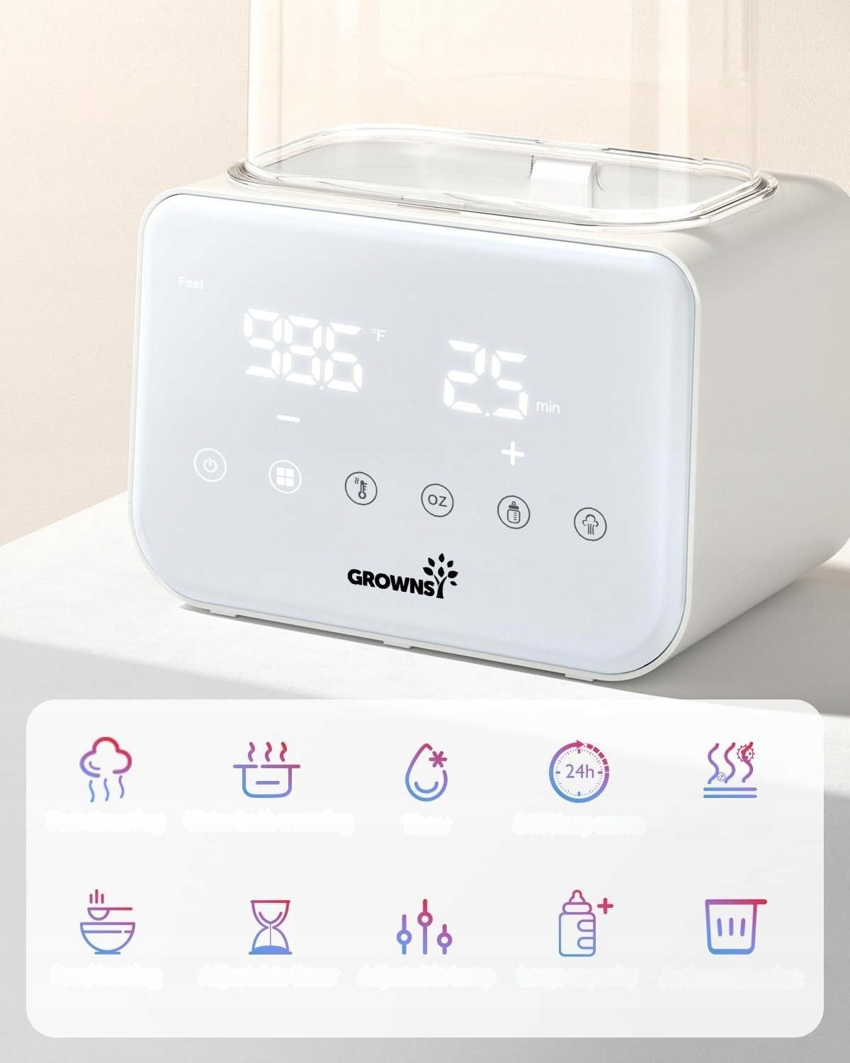 Bottle warmer 8in1 sterilizer defroster timer GROWNSY BPA free EAN (GTIN) 5906521770642