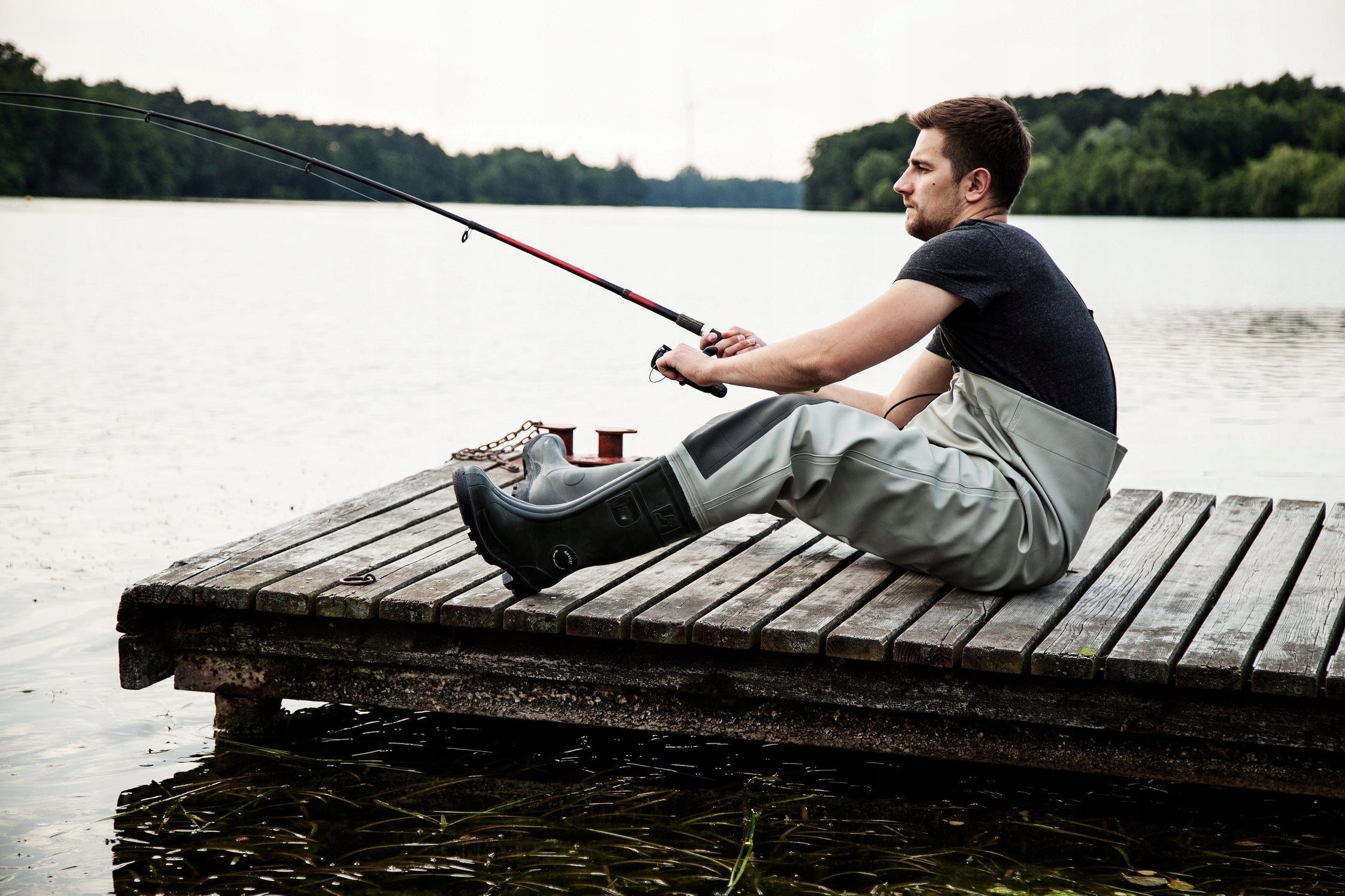 Bottoms PROS Reinforced Fishing Waterers POLISH Fishing Harness STRONG Color gray