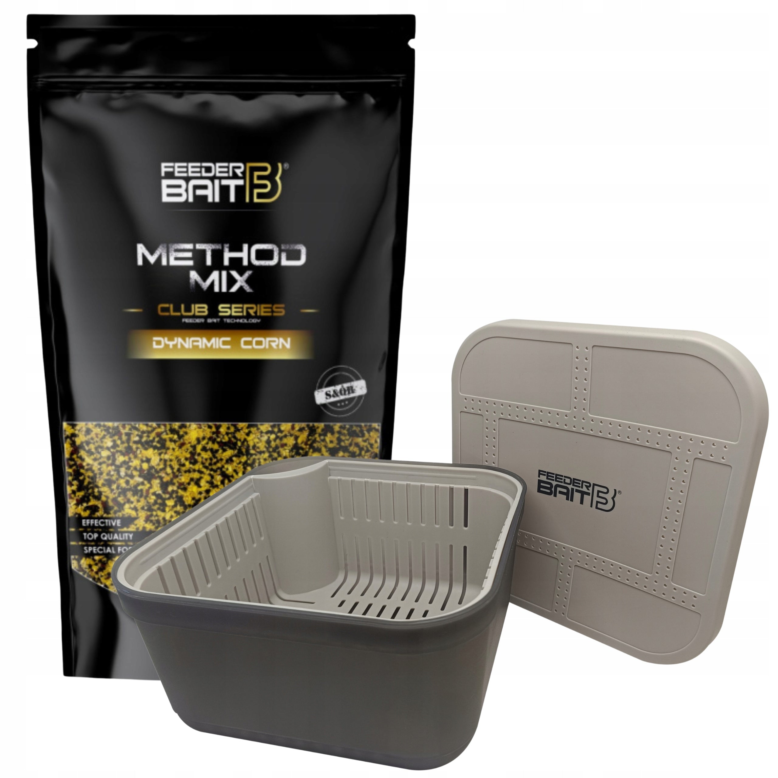 Box with pellet soaking strainer FEEDER BAIT + Method Mix DYNAMIC CORN