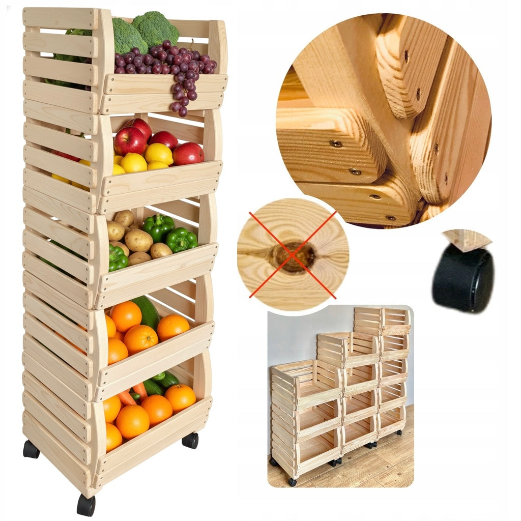Boxes Fruit Vegetable Rack Wooden Pantry Container