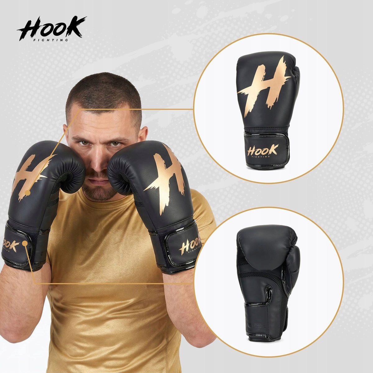 Boxing Gloves 12oz Sparring Black HOOK FIGHTING Ready To Spar Brand HOOK FIGHTING