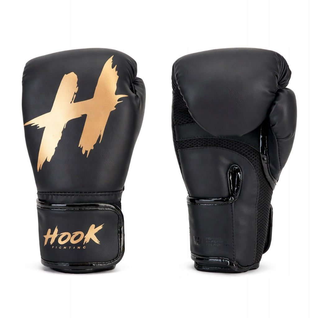 Boxing Gloves 12oz Sparring Black HOOK FIGHTING Ready To Spar