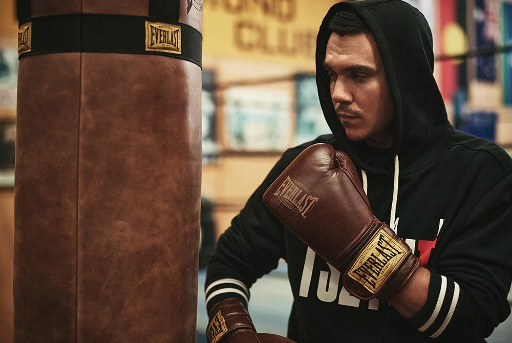 Boxing Gloves Everlast Genuine Leather 1910 Classic Brown 16oz Brand Everlast