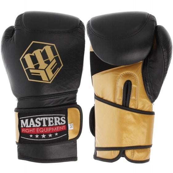 Boxing Gloves Gold MASTERS RBT-HARD Leather Buffalo 20 oz