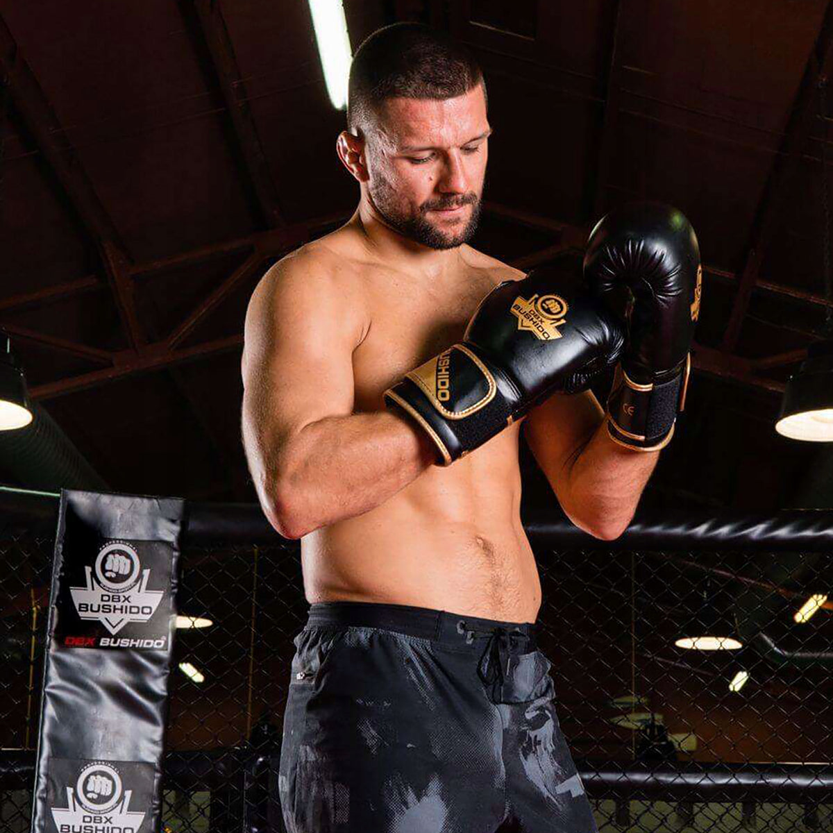 Boxing gloves DBX BUSHIDO B-2v10 black and gold 12 oz Brand DBX BUSHIDO