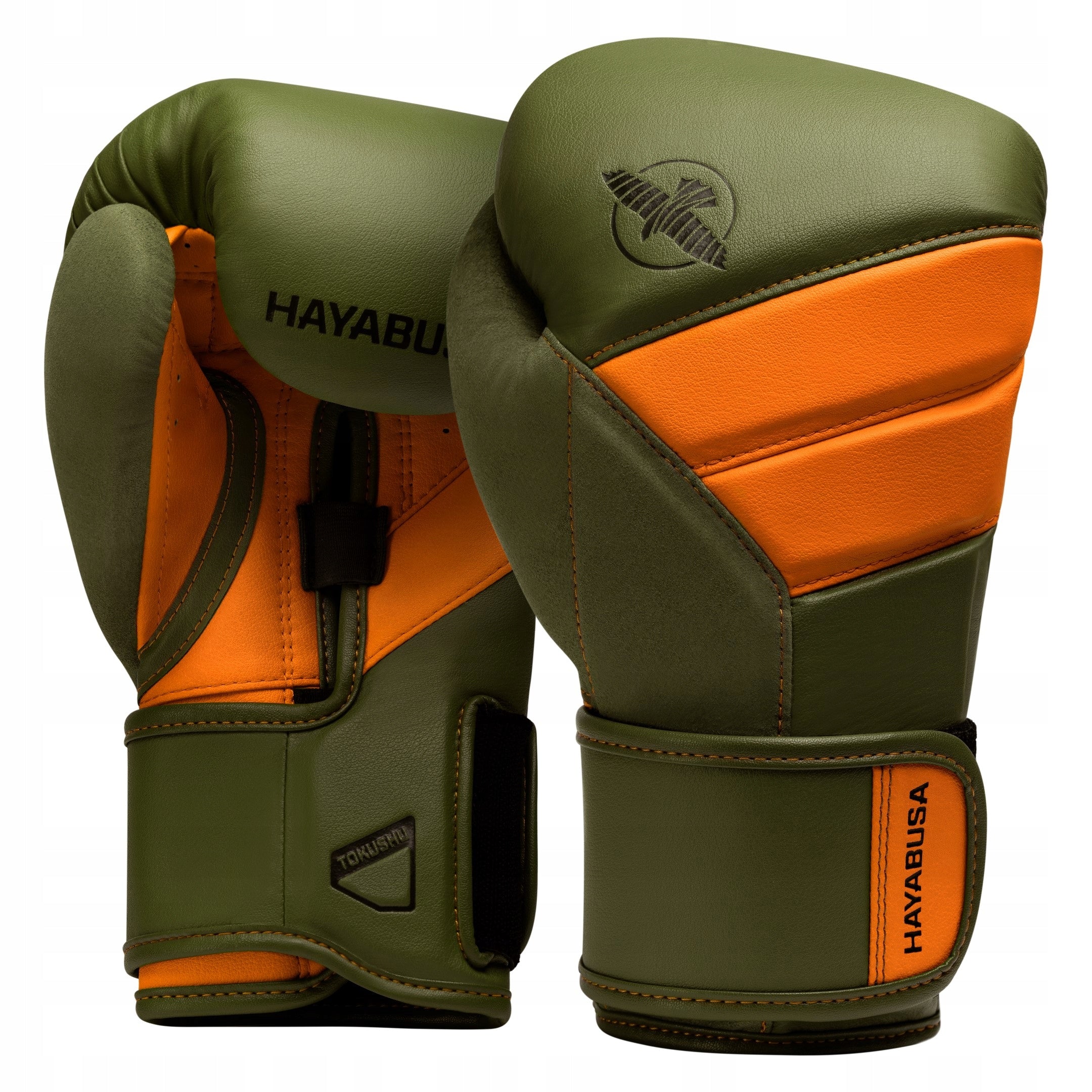 Boxing gloves HAYABUSA T3 (green-orange) [Weight 12 oz]