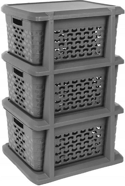 BranQ Cotton bookcase with 3 baskets dark grey melange 1 pc.