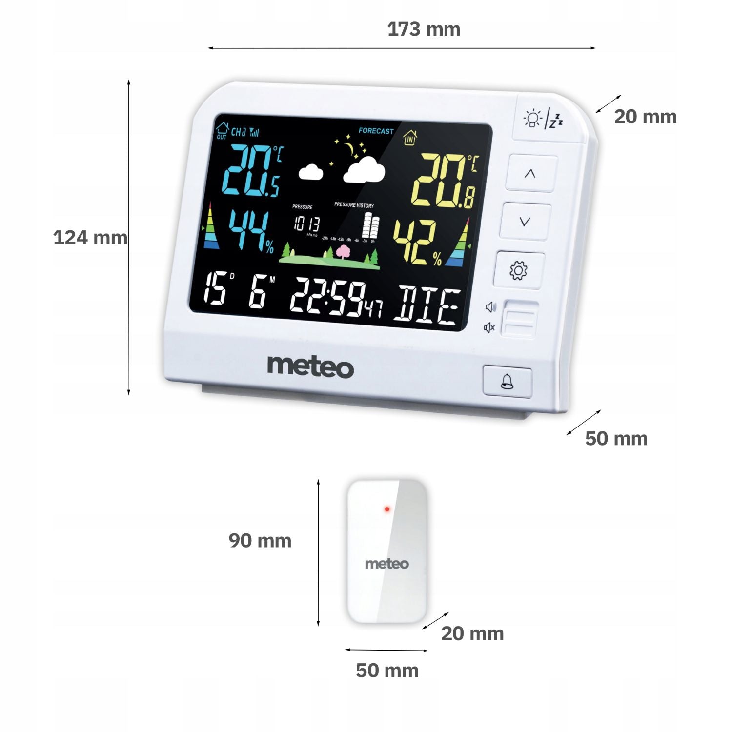 Branded weather station with DCF, METEO SP205 | easy to read screen | barometer Manufacturer code Sp205