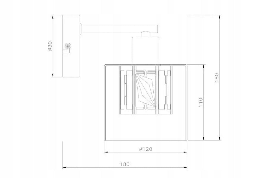 Brass wall lamp with thick crystal enclosed in glass shade ELMO E14 Manufacturer code 238801-36