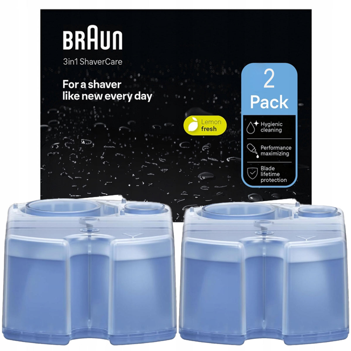 Braun CCR Clean & Renew Lemon Cartridge Shaver Cleaner 2 Pack CCR2