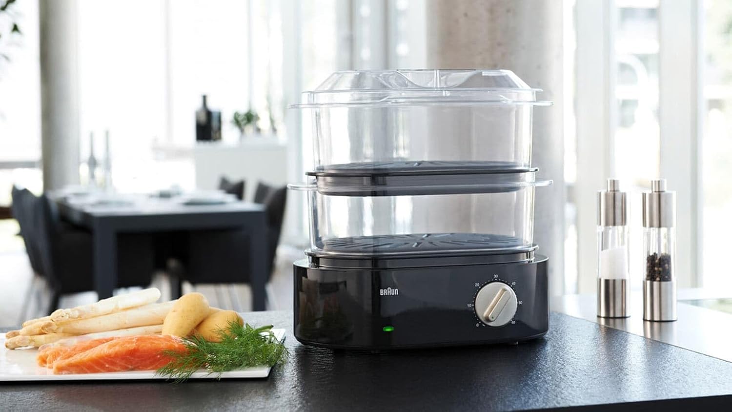 Braun FS 5100 Identity Collection Food Steamer, Black, 6.2L, BPA Free Dominant color black