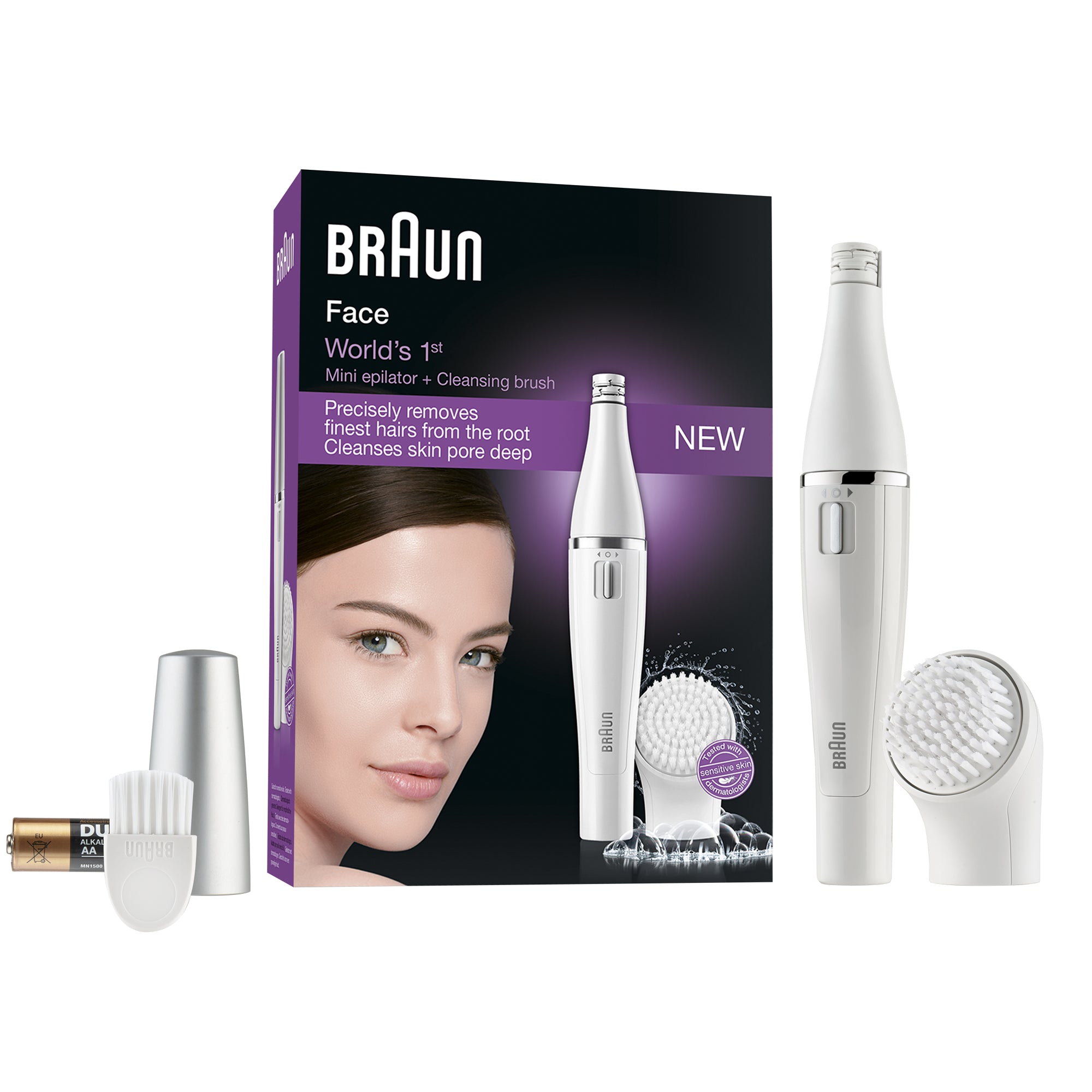 Braun Face 810 Epilator, White, 3 Elements