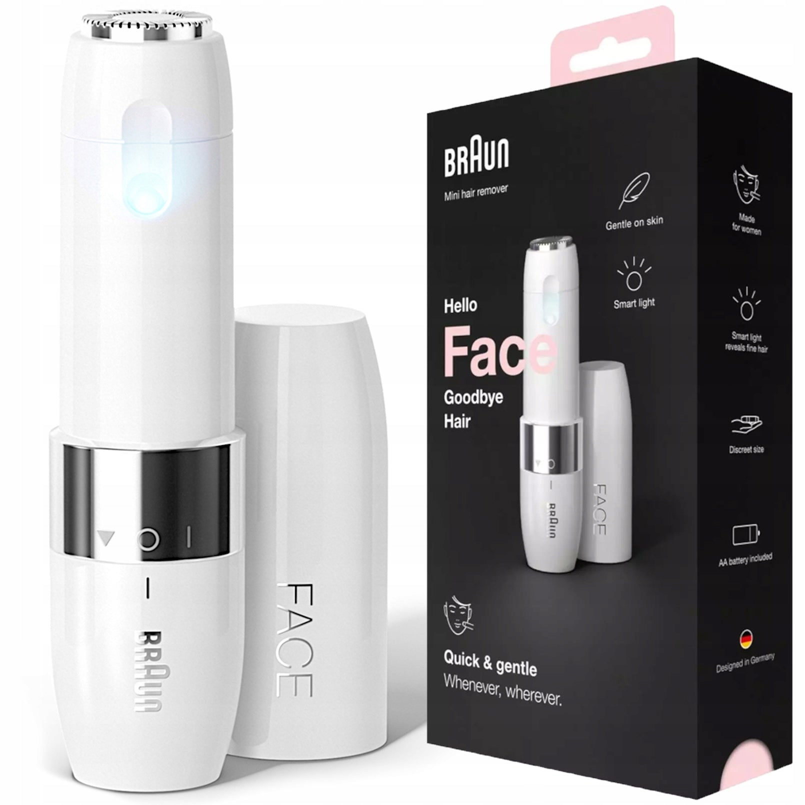 Braun Face Mini FS1000 – compact face shaver for women, white