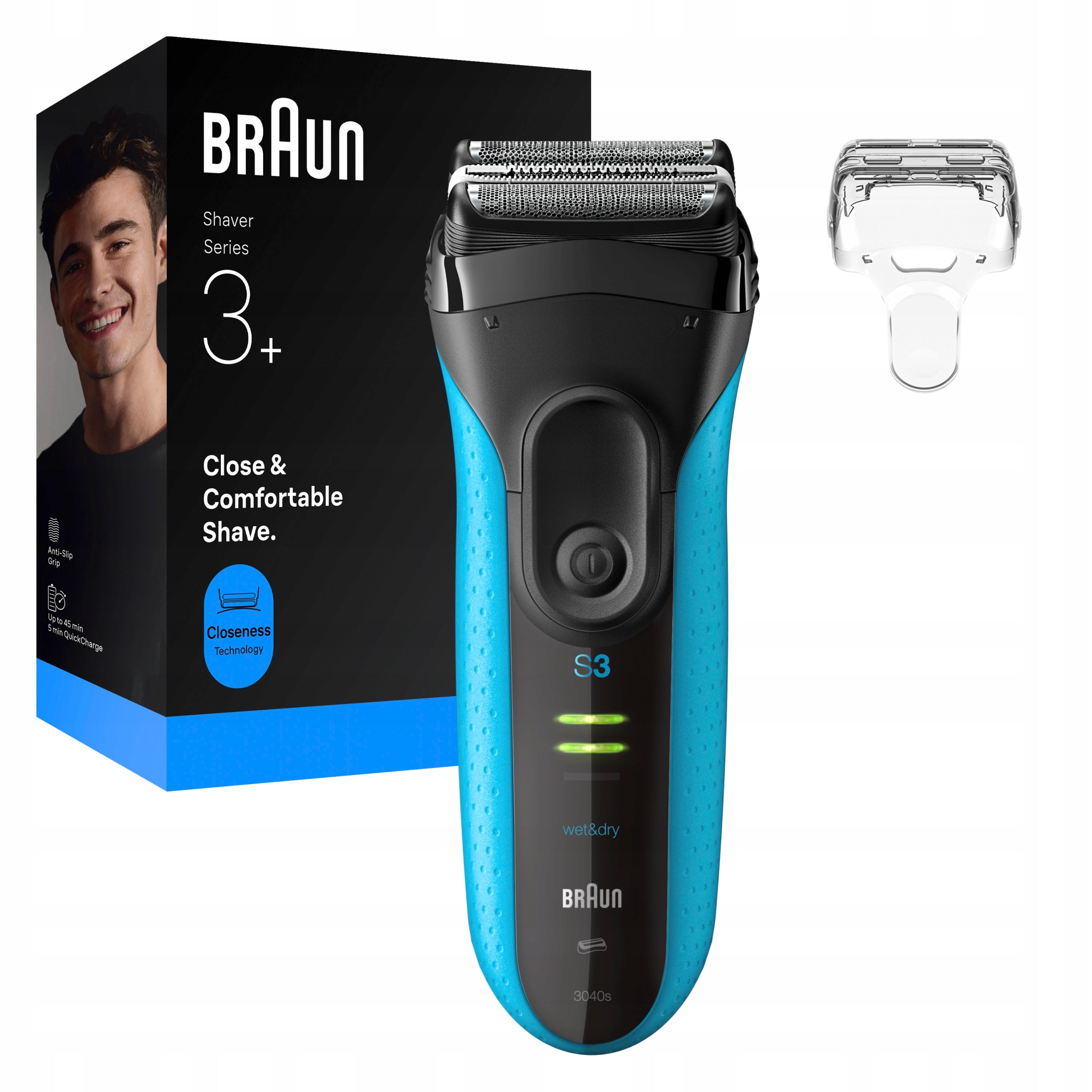 Braun Series 3+, 3040S MicroComb, Electric Shaver, Trimmer, Machine