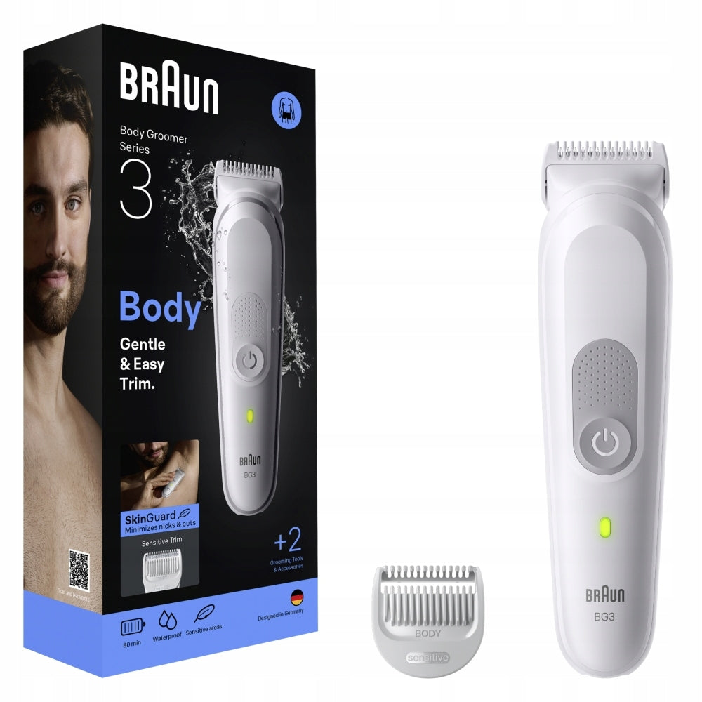 Braun Series 3 BG3500 Men's Body Trimmer +2 Supplies, Waterproof, Grey