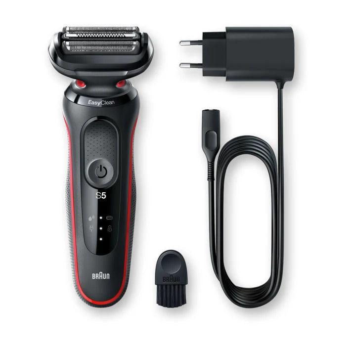 Braun Series 5 51-R1000s black and red foil shaver Manufacturer code 2152B211B0