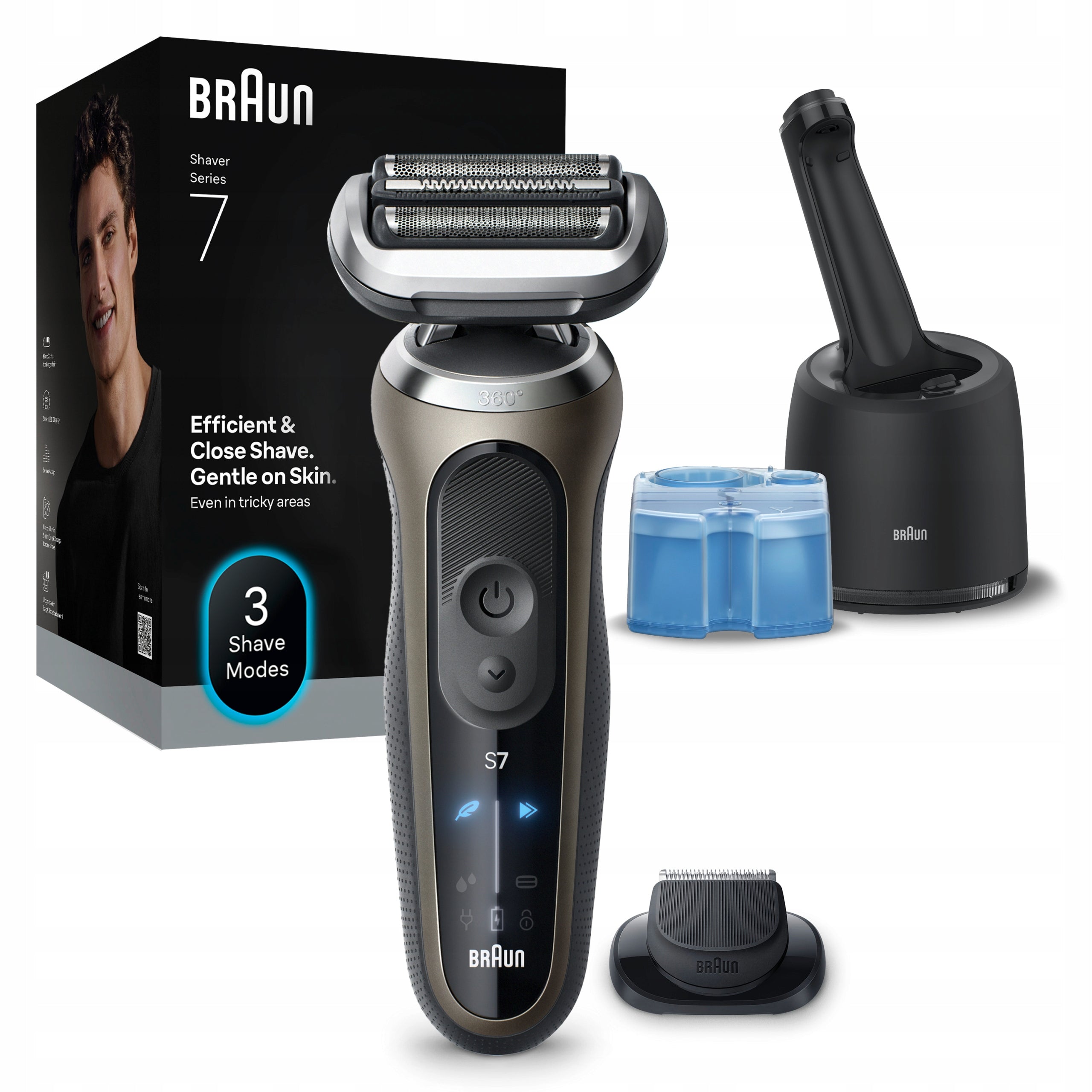 Braun Series 7, 72-C7200CC, Electric Shaver, 4-in-1 SmartCare, Gold Packaging status original