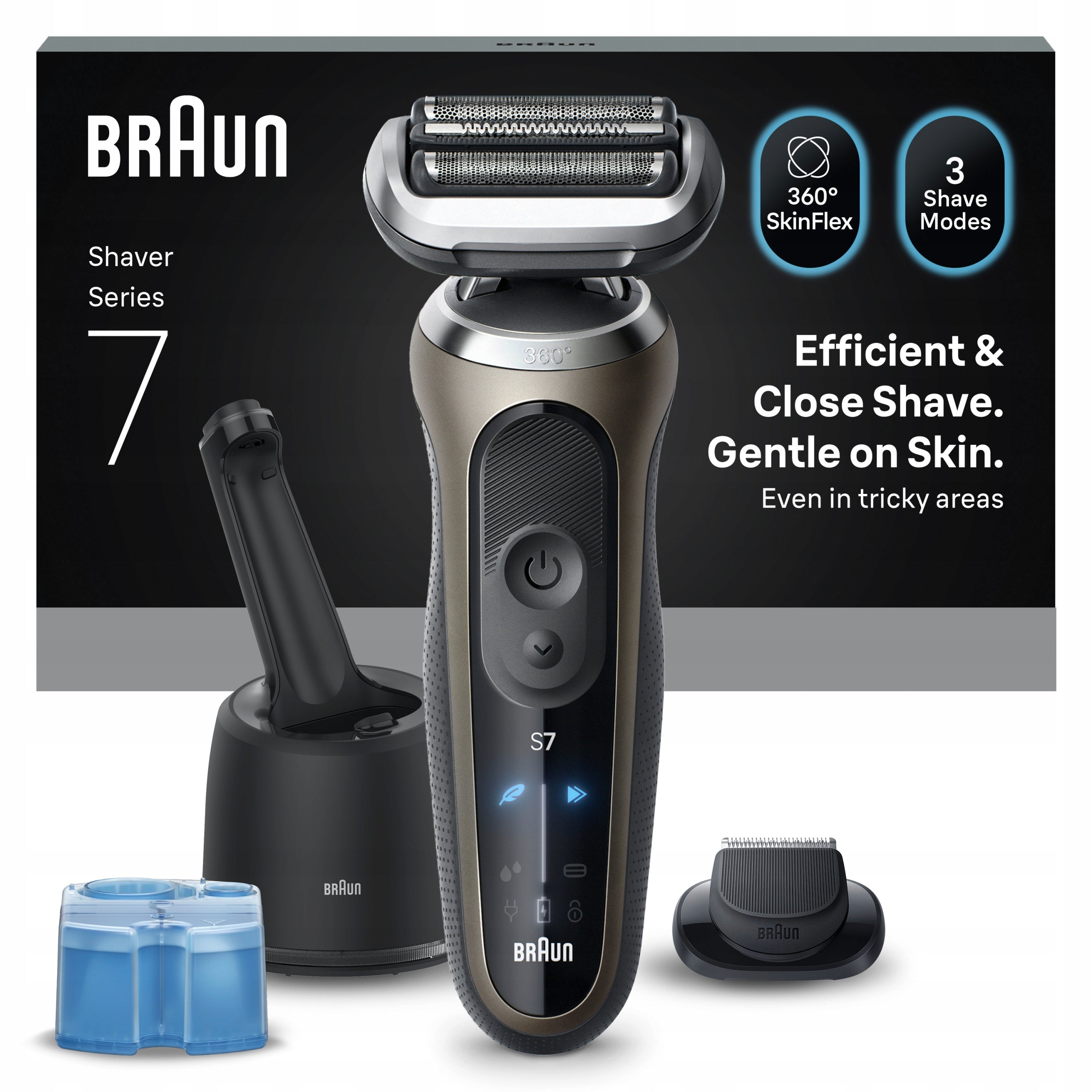 Braun Series 7, 72-C7200CC, Electric Shaver, 4-in-1 SmartCare, Gold