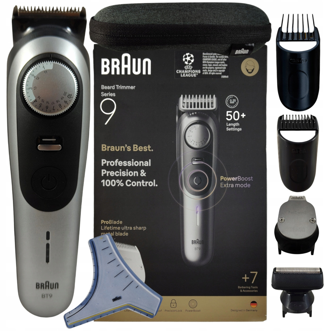 Braun Series 9 BT9520 Trimmer for facial hair, +7 barber utensils, 50 settings