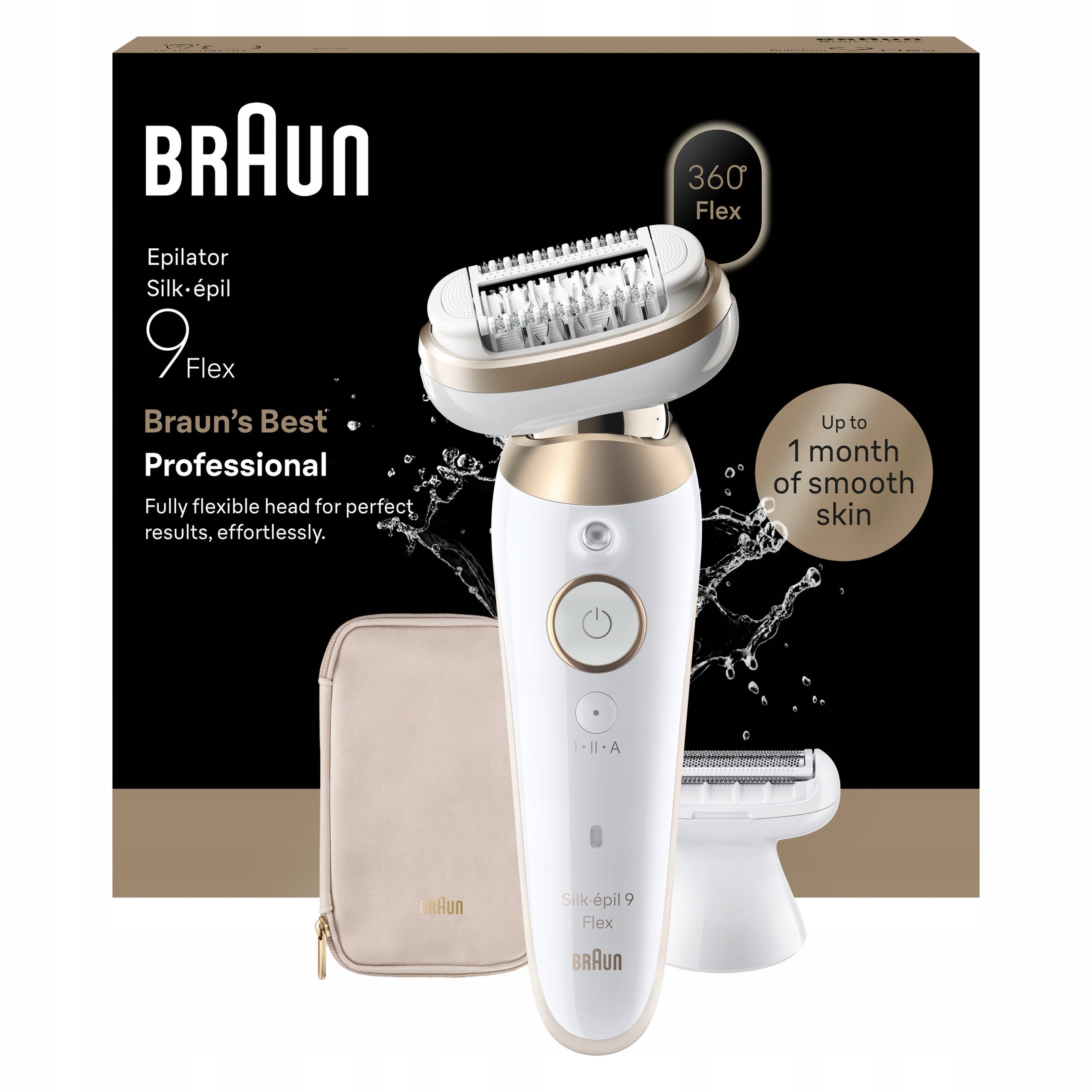 Braun Silk epil 9 Flex Epilator Wet/Dry Gold for women + FREEBIE Brand Braun
