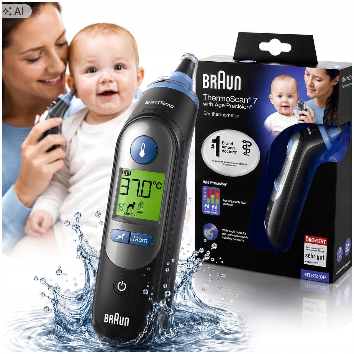 Braun ThermoScan 7 IRT6520 Electronic Ear Thermometer 21 Caps
