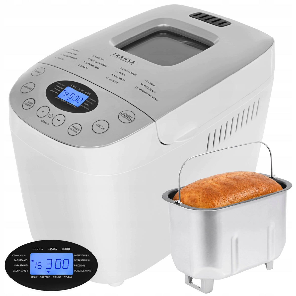 Bread machine 850 W 15 programs 1600 g 2 stirrers menu PL Manufacturer code Automat do chleba Wypiekacz 15 PROGRAMÓW 2