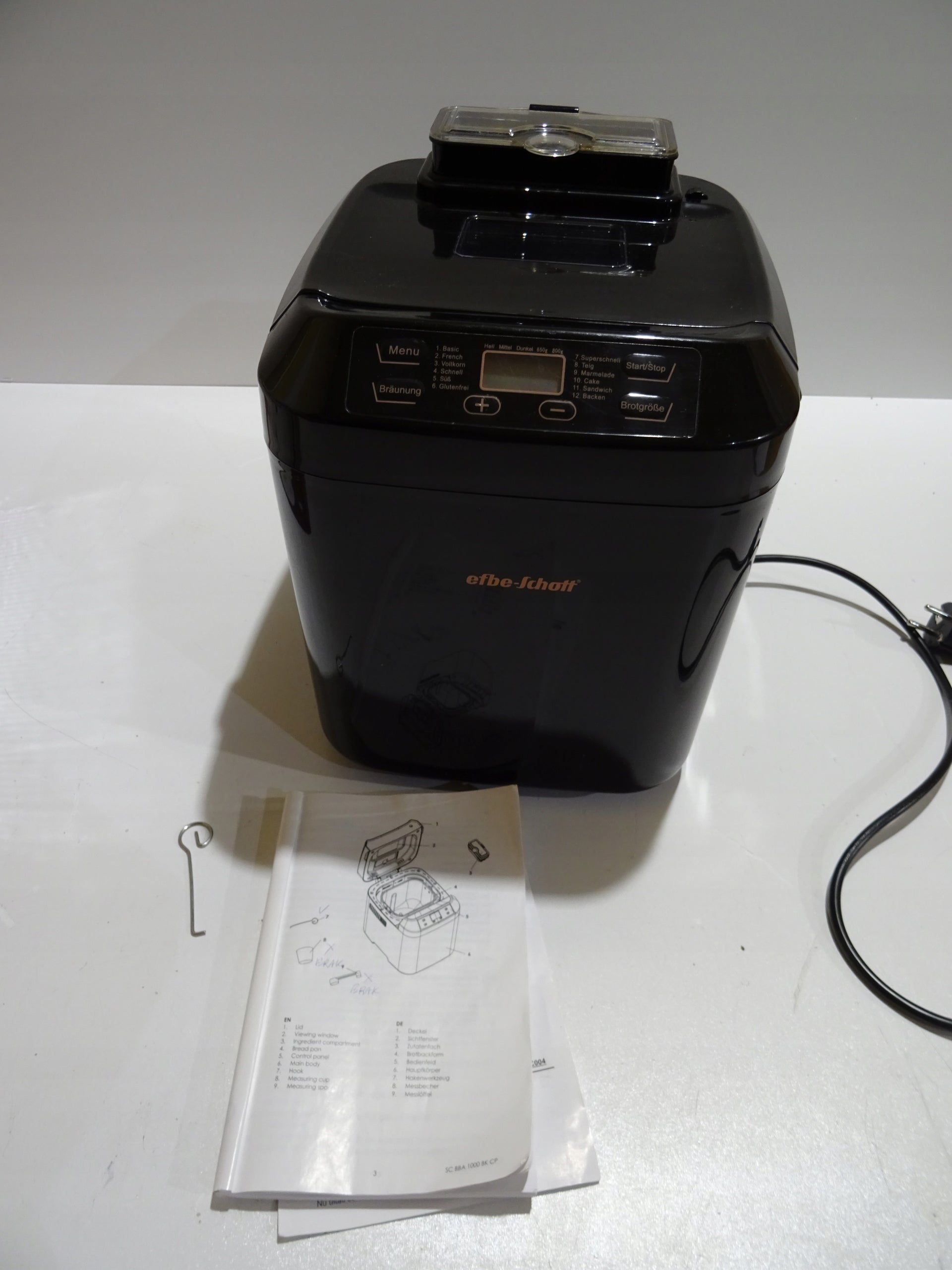 Bread maker Efbe-Schott 1000 BK CP black 500 W EAN (GTIN) 4018243116385