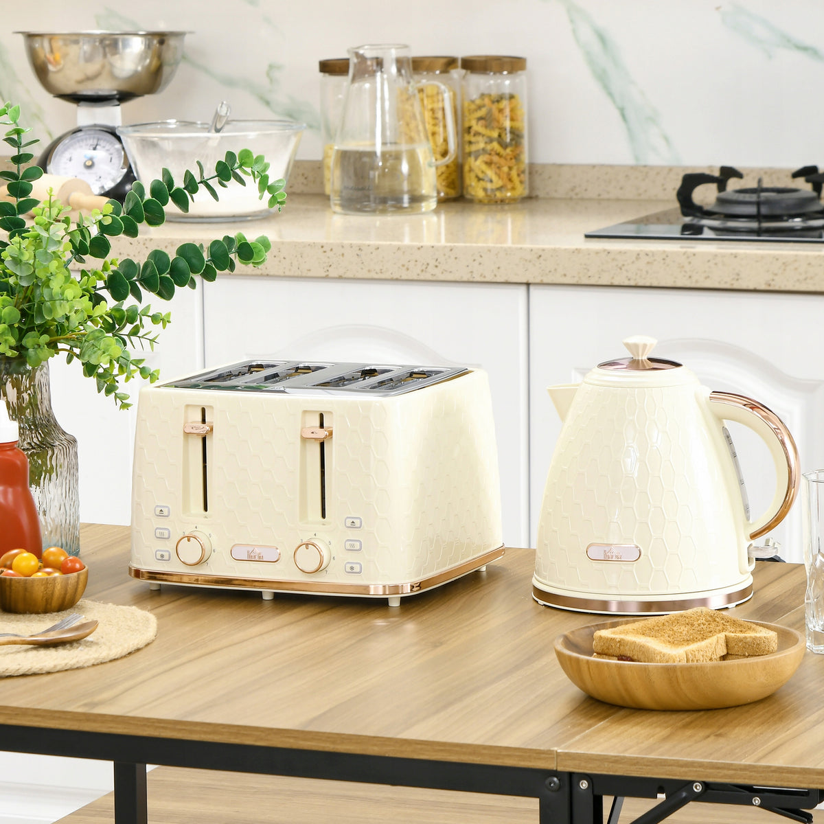 Bread maker Homcom Kettle and toaster beige/brown 1600 W Brand Homcom