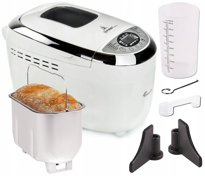 Bread maker automatic 850 W 1250 g 12 programs 2 stirrers white Brand First Austria