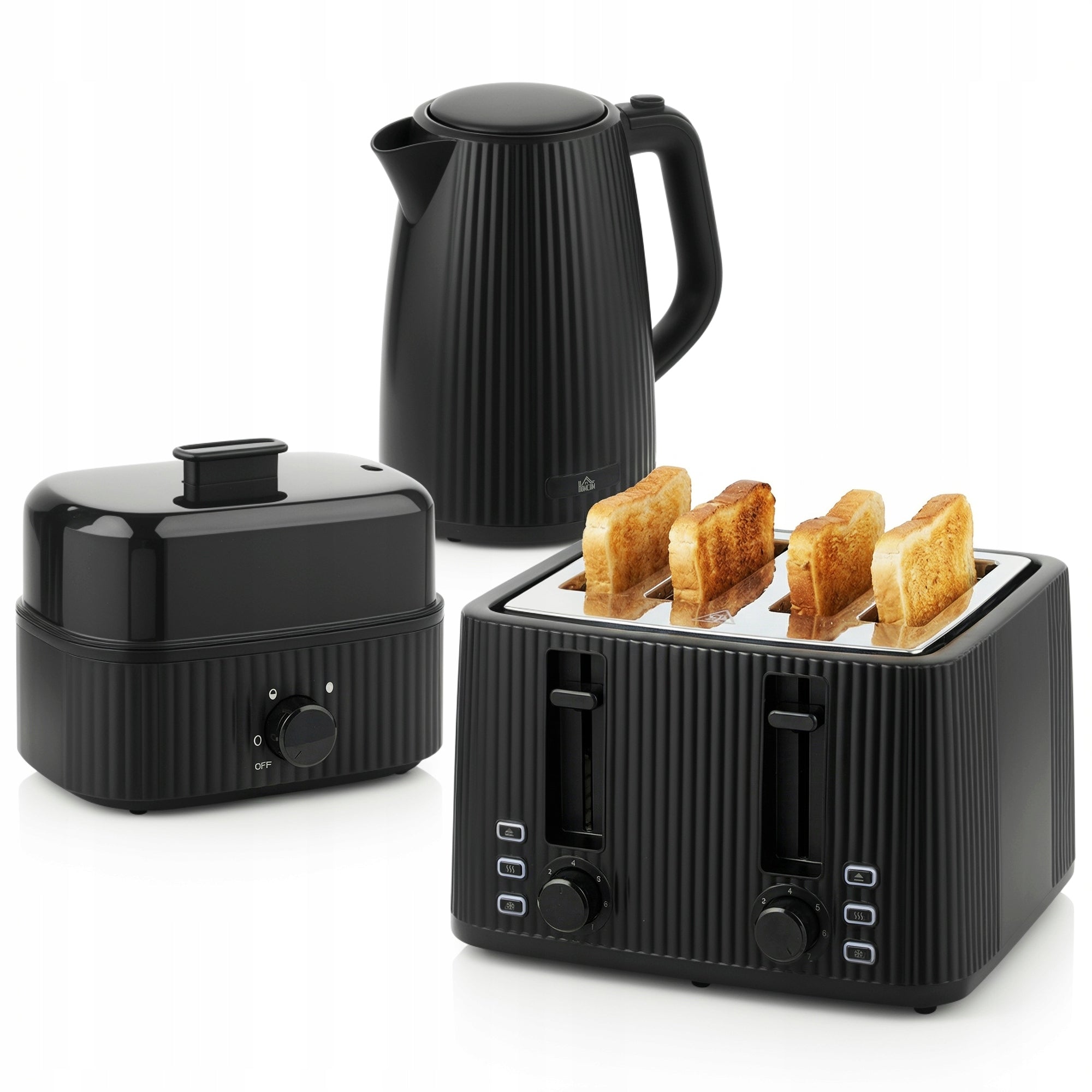 Breakfast Set 3in1 Kettle Toaster Egg Cooker Black