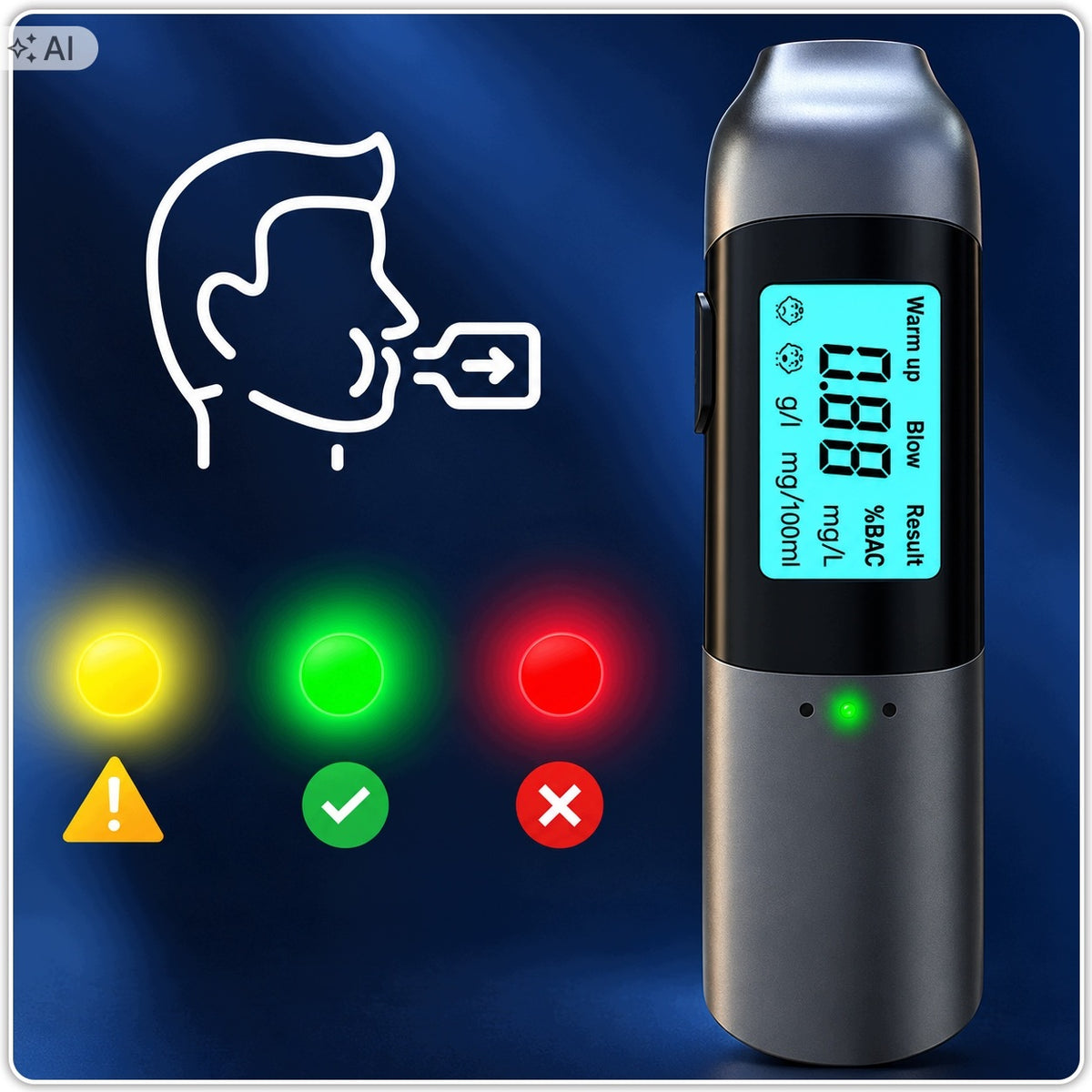 Breathalyzer Mouthless Electronic LCD Rechargeable USB-C Car Packaging status original