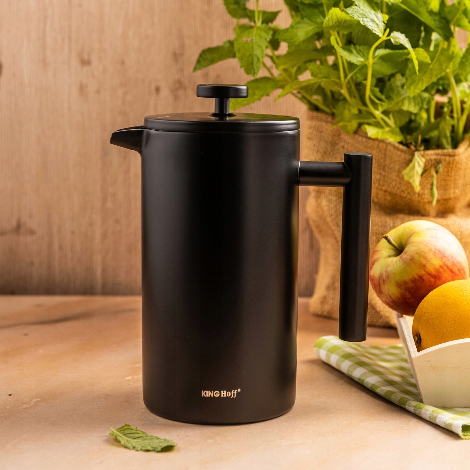 Brewer COFFEE MAKER KINGHoff 1L black stainless steel double walls Brand Kinghoff