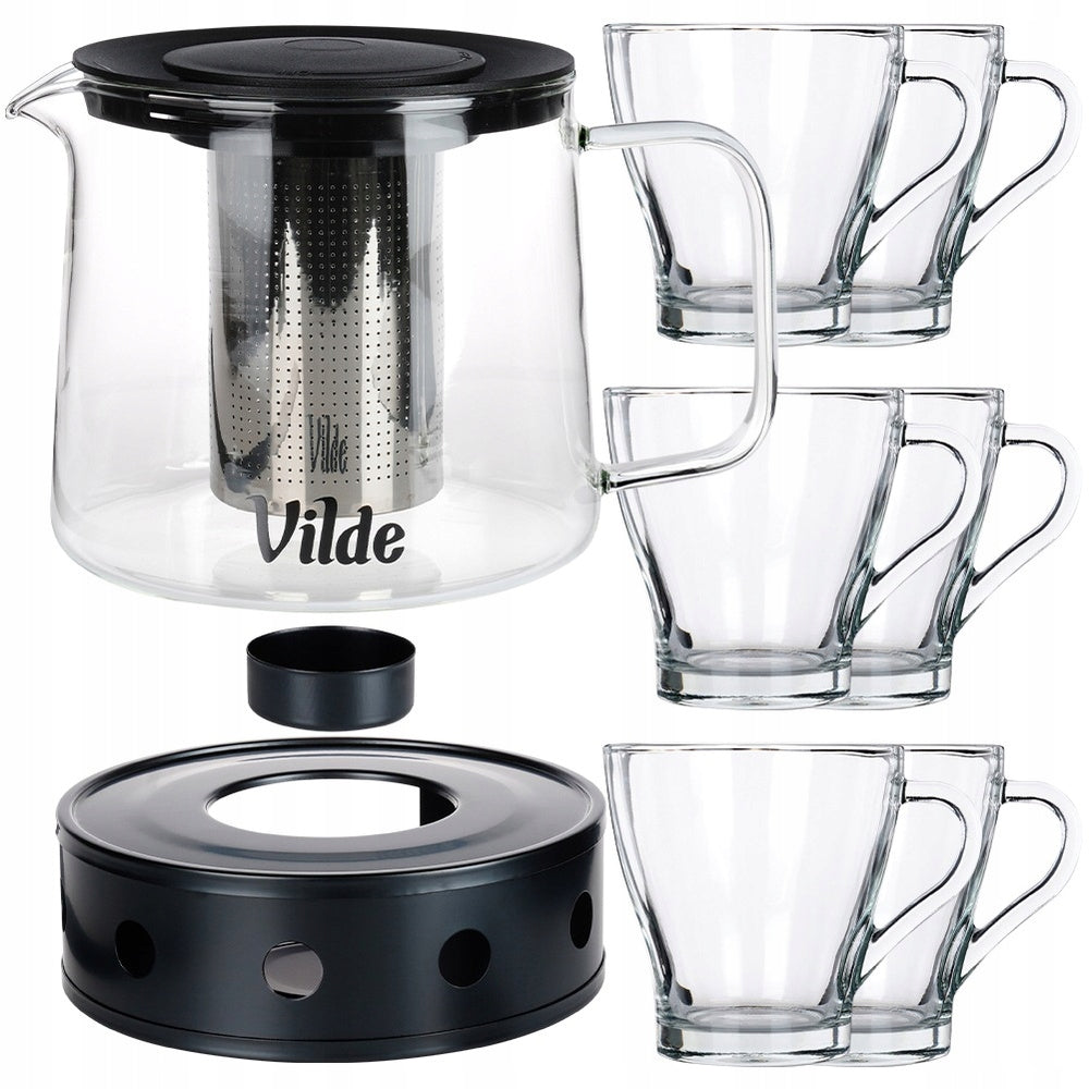 Brewer JUG WITH HEATER for brewing tea herbs 1,5L + glasses Brand Vilde