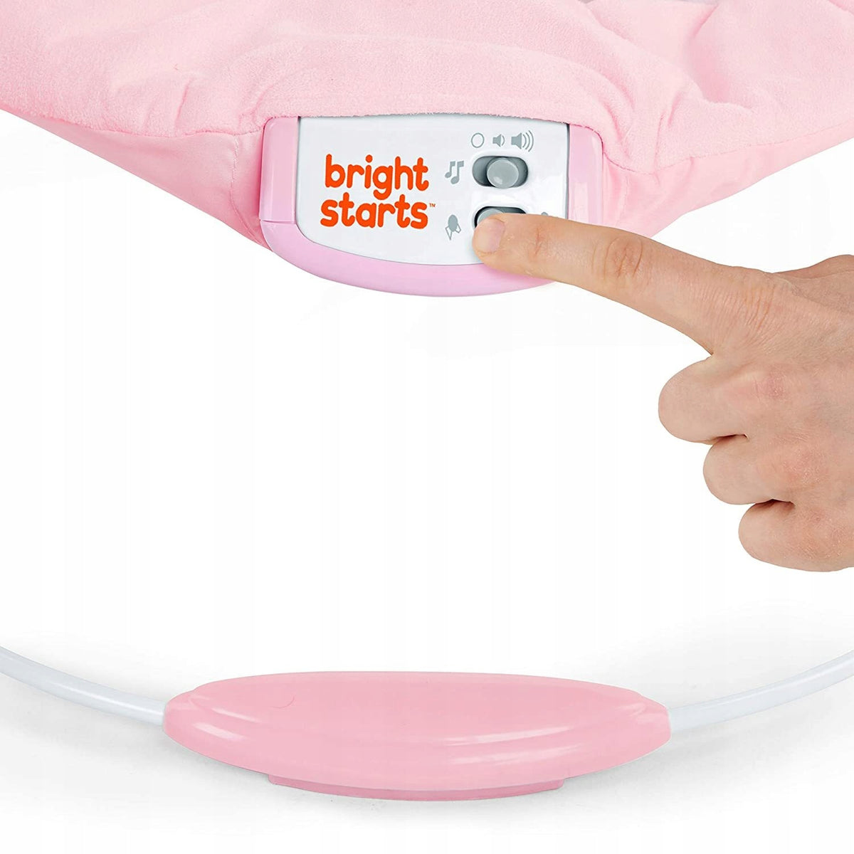 Bright Starts pink sun lounger with toy headband and vibration system Packaging status original