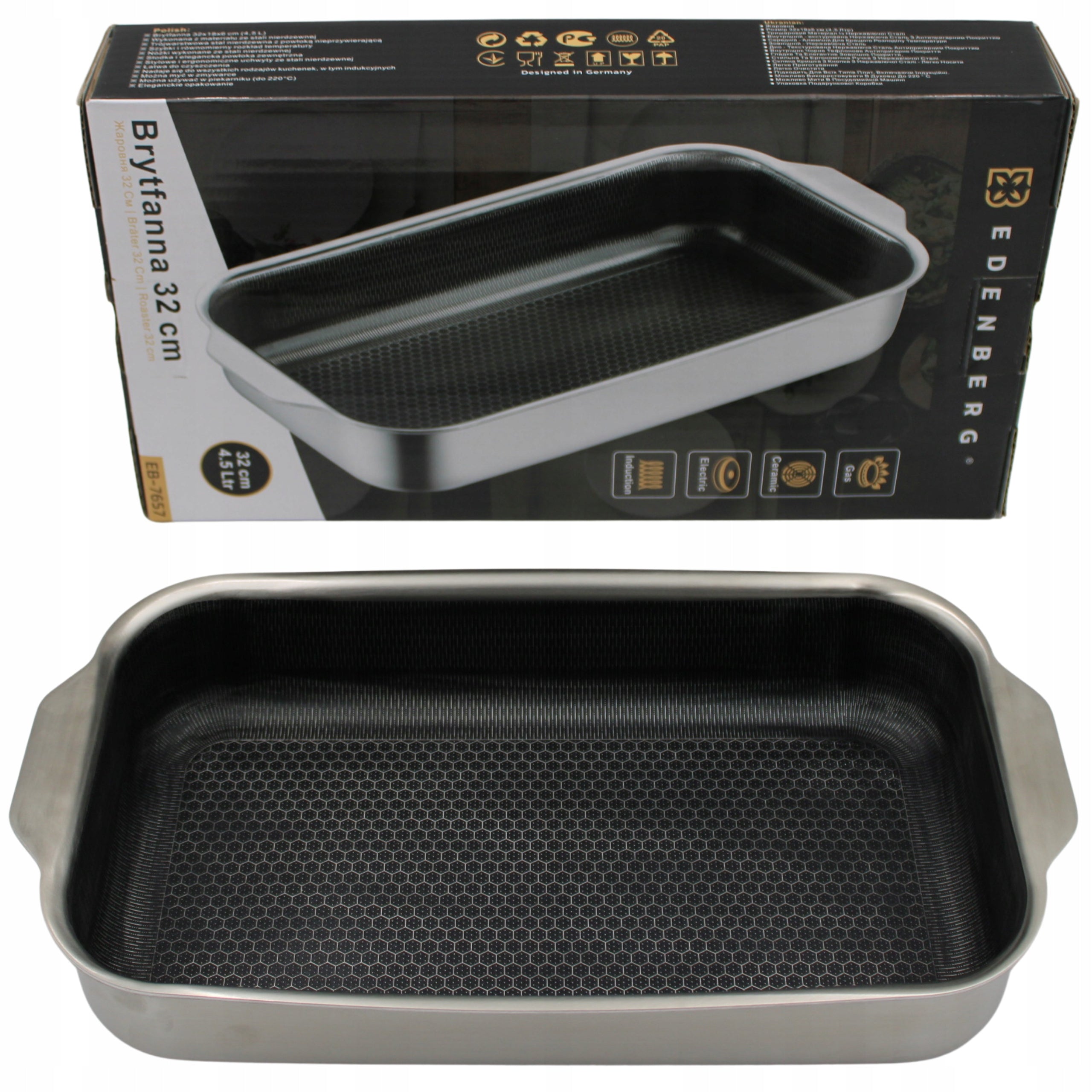 Brittany Edenberg silver non-stick 32 cm 4,5 l Manufacturer code BRYTFANNA ZE STALI NRDZ. PLASTER MIODU EB7657