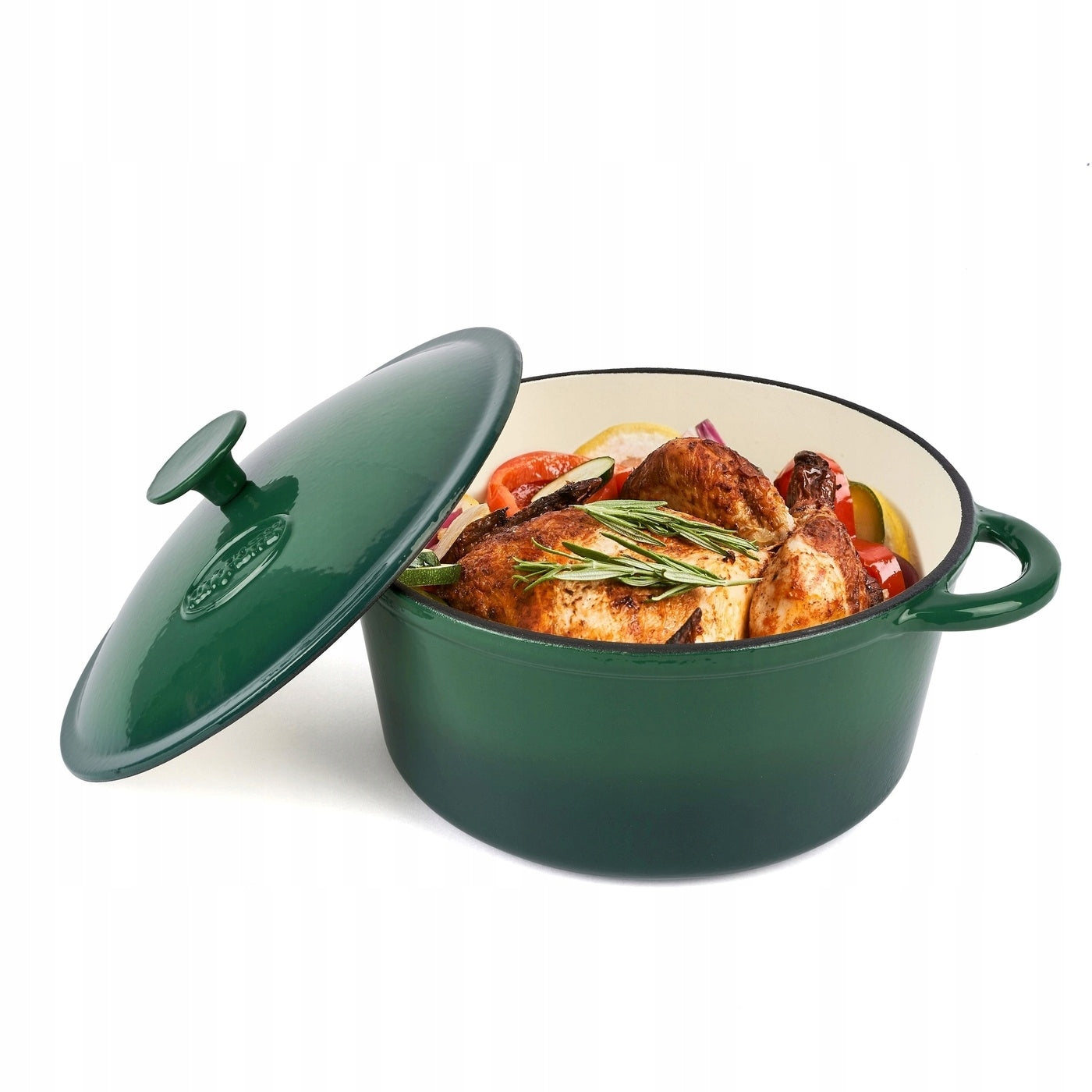 Brittany Enameled Cast Iron Gooseberry Round 5l Emerald