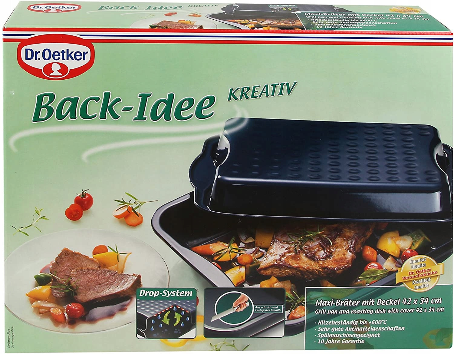 Brittany enamel baking mold with lid 42x34x8 Dr. Oetker Manufacturer code 1301