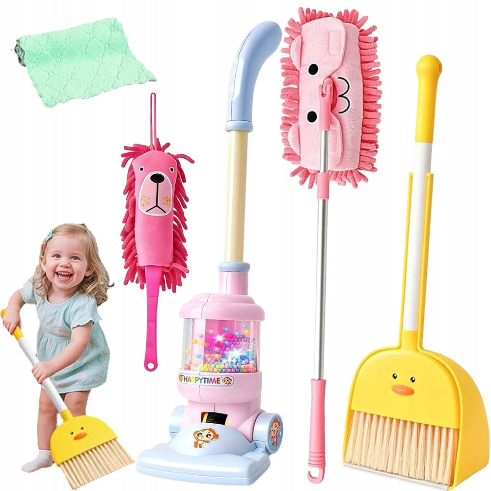 Broom Cleaning Kit Drawer Dustpan For Children Pink